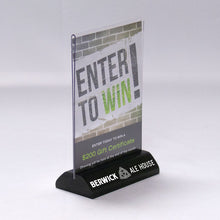 Load image into Gallery viewer, Acrylic Table Tent with Geometric Base - 5w x 7h #DW501 Min 1