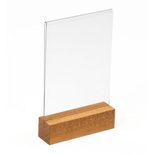 Load image into Gallery viewer, Acrylic Table Tent with Wood Base - 4w x 6h #DW303 Min 1
