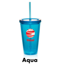 Load image into Gallery viewer, 16 oz. Double Wall Acrylic Tumbler With Straw #APG161 Color- 2 Color Imprint Min 12