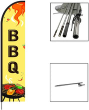 Load image into Gallery viewer, BBQ - Barbeque Feather Flag Banner Signs for Restaurant, Complete Pole Kit for Outdoor Advertising S #BBQY-EVSS15 Min 1