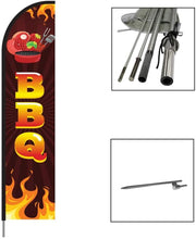 Load image into Gallery viewer, BBQ - Barbeque Feather Flag Banner Signs for Restaurant, Complete Pole Kit for Outdoor Advertising S #BBQDB-EVSS15 Min 1
