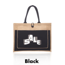 Load image into Gallery viewer, Cotton Pocket Jute Tote Bags #ATOT3777 1 Color Imprint Min 12