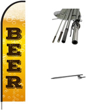 Load image into Gallery viewer, Ice Cold Beer Flag Feather Swooper Banner Pole Kit Outdoor Bar Restaurant Business Sign Display, 15f #EVO-15-COLDBEER Min 1