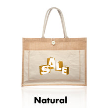 Load image into Gallery viewer, Cotton Pocket Jute Tote Bags #ATOT3777 1 Color Imprint Min 12
