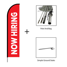 Load image into Gallery viewer, Now Hiring Flag Kit 15' Feet Feather Flag Sign Outdoor Banner #EVO-15-NOWHIRING-RED Min 1