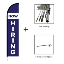 Load image into Gallery viewer, Now Hiring(Blue) Flag Kit 15' Feet Feather Flag Sign Outdoor Banner #EVO-15-NOWHIRING-BLUE Min 1