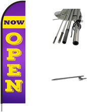 Load image into Gallery viewer, Now Open Flag Kit 15' Feet Feather Flag Sign Outdoor Banner #NOWOPEN-EVSS15 Min 1