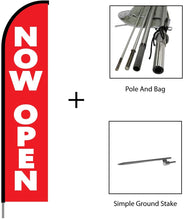 Load image into Gallery viewer, Now Open Store Sign Feather Flag , Swooper Banner Pole Kit for Outdoor Advertising Display 15ft-Red #EVO-15-RED1-NOWOPEN Min 1