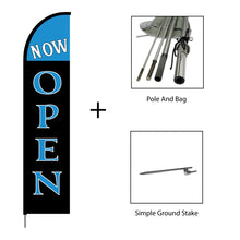 Load image into Gallery viewer, Now Open(Blue)Flag Kit 15' Feet Feather Flag Sign Outdoor Banner #EVO-15-NOWOPEN-BLUE Min 1