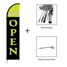 Load image into Gallery viewer, Now Open(Green) Flag Kit 15' Feet Feather Flag Sign Outdoor Banner #EVO-15-NOWOPEN-GREEN Min 1