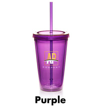 Load image into Gallery viewer, 16 oz. Double Wall Acrylic Tumbler With Straw #APG161 Color- 2 Color Imprint Min 12