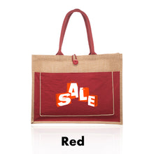 Load image into Gallery viewer, Cotton Pocket Jute Tote Bags #ATOT3777 1 Color Imprint Min 12