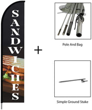 Load image into Gallery viewer, Sandwiches Feather Flag Swooper Banner Pole Kit Outdoor Restaurant and Store Sign Display, 15ft #EVO-15-SANDWICHES Min 1