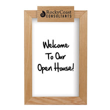 Load image into Gallery viewer, Wall Oak Frame Wet-Erase Board with Header - 12"w x 18"h #WEFWH1218 Min 1