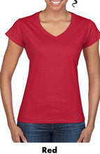 Load image into Gallery viewer, Gildan Softstyle Ladies V-Neck Tees #A64V00L Color - 1 Color Imprint Min12