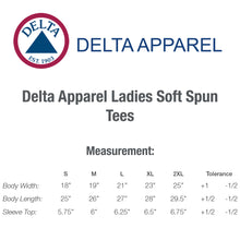 Load image into Gallery viewer, Delta Apparel Ladies 30/1's Soft Spun Tee #A12500L 2 Color, Colors Min 12