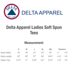 Load image into Gallery viewer, Delta Apparel Ladies 30/1's Soft Spun Tee #A12500L BP Unlimited, Colors Min 12