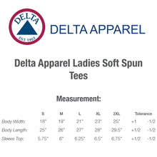 Load image into Gallery viewer, Delta Apparel Ladies 30/1's Soft Spun Tee #A12500L BP Unlimited, White Min 12