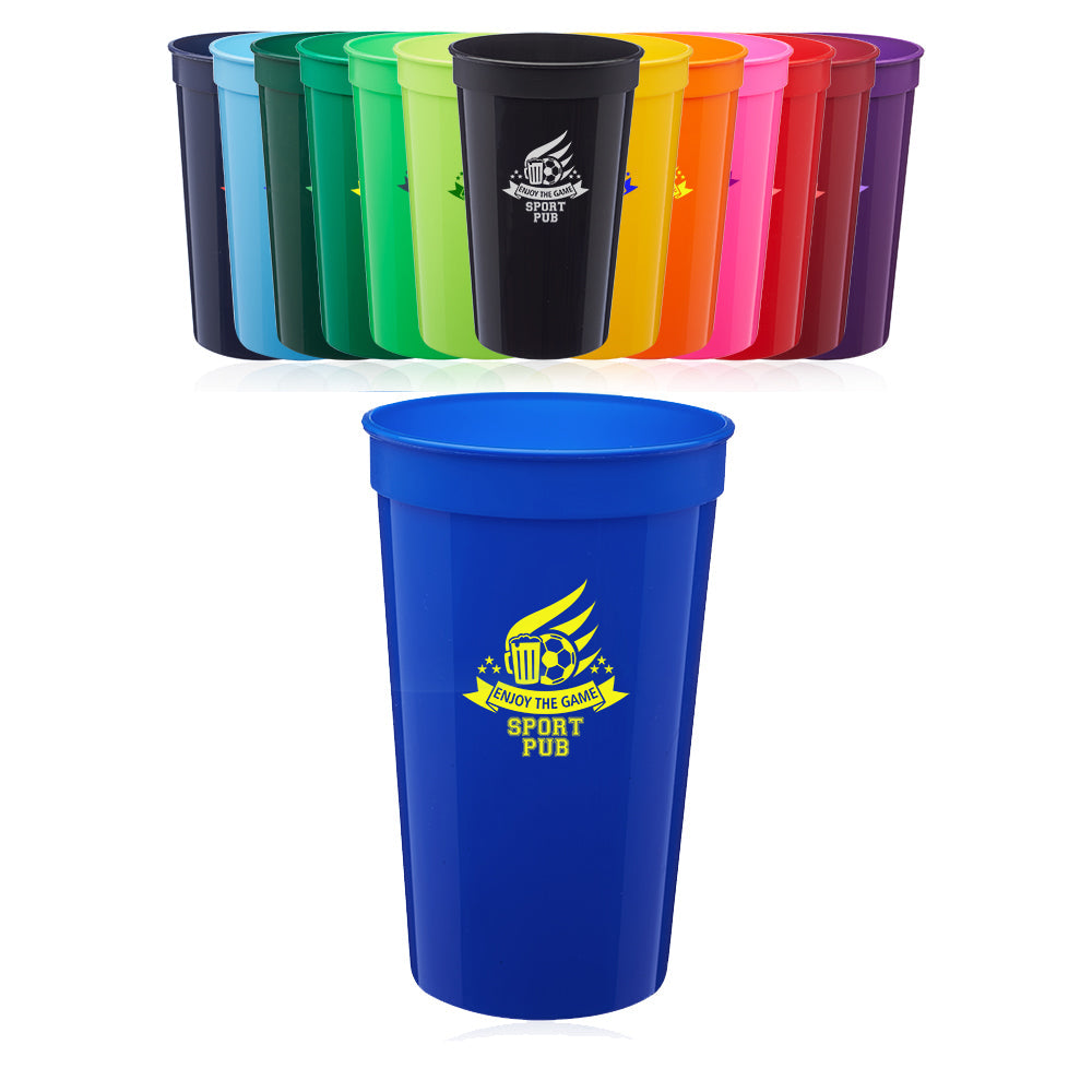 22 oz Plastic Stadium Cup #ASC22 1 Color Imprint Min 12