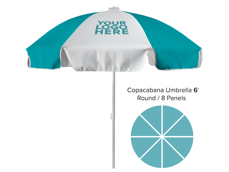 Custom Printed Beach Umbrella #240030 6.5' // 6 Panels With Valance Min 6