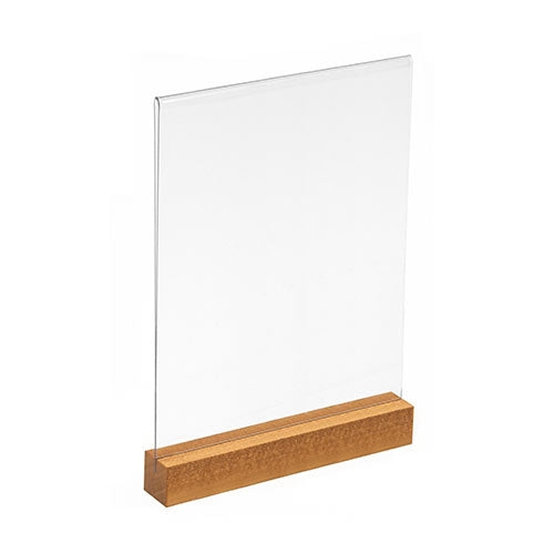 Acrylic Table Tent with Wood Base - 8.5w x 11h #DW302 Min 1