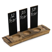 Load image into Gallery viewer, Barrel Stave Sampler Flight with Chalkboard Inserts - 3-slot #SPBRSTCB3 Min 1
