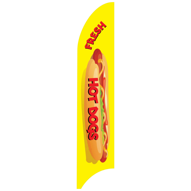 Fresh Hot Dogs Flag Kit with Poles 11 Feet G7 Feather Flag Sign Outdoor Banner #G7BAN-11-FSH-HT-DG Min 1