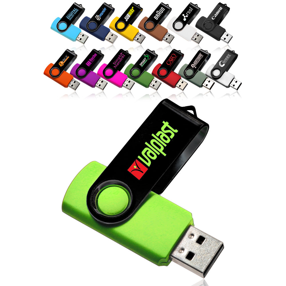 8 GB Swivel USB Drive #AUSB0028GB 2 Color Imprint Min 12