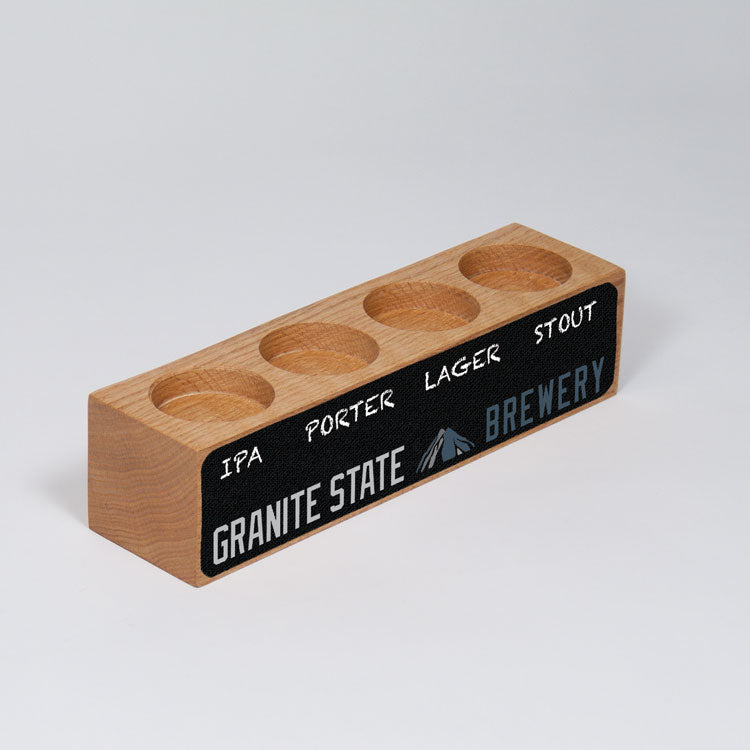 Sampler Block Beer Flight with Chalkboard - 4 Pocket #SPBKC004 Min 1