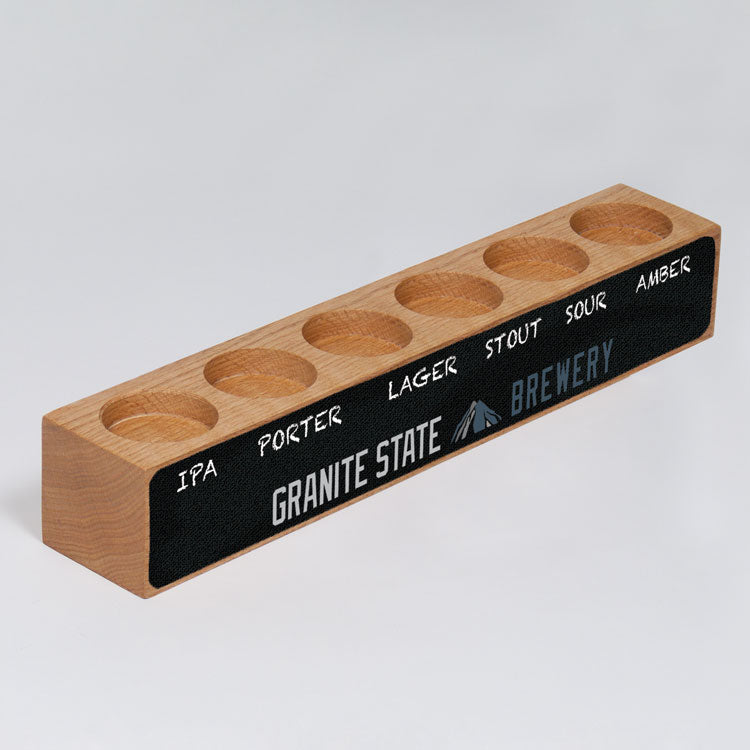 Sampler Block Beer Flight with Chalkboard - 6 Pocket #SPBKC006 Min 1