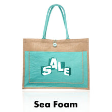 Load image into Gallery viewer, Cotton Pocket Jute Tote Bags #ATOT3777 2 Color Imprint Min 12
